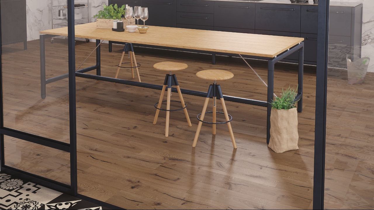 Cork flooring in a kitchen
