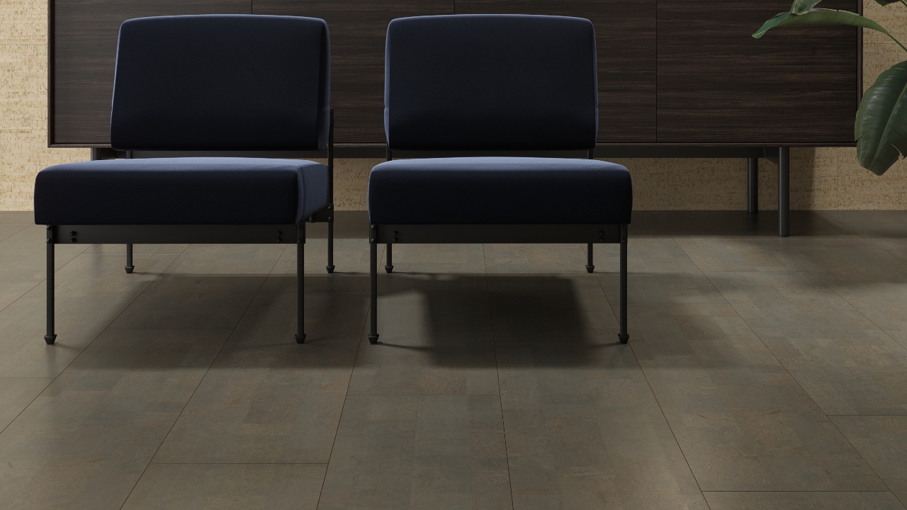 Cork flooring in a home office