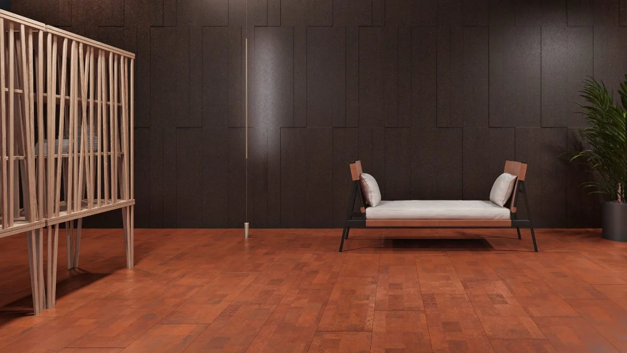 Cork flooring in a considered interior